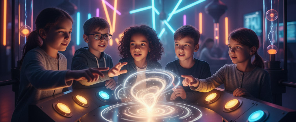 Kinder experimentieren in der Phänomenta